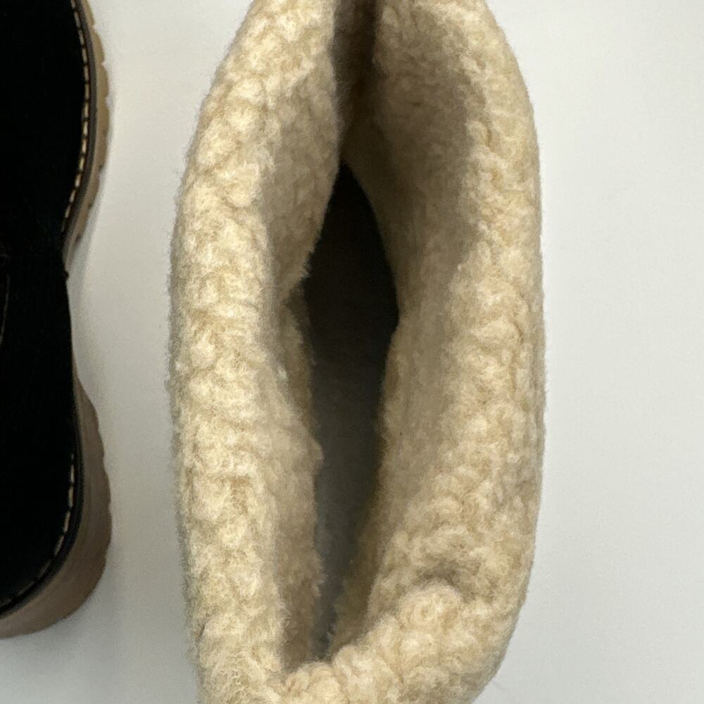 Chunky Ankle Boots Women's Size 10.5 ( Euro 43) Black Faux Suede Sherpa Upper - Picture 5 of 7
